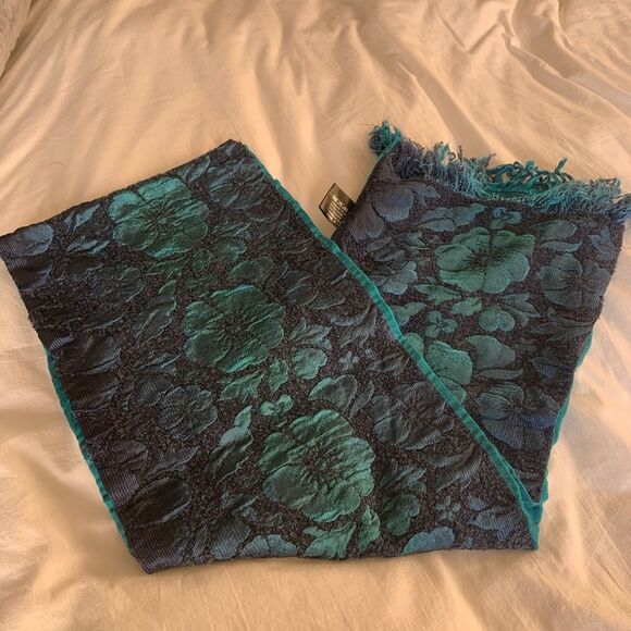 Nordstrom Teal and Black Scarf - Picture 1 of 6